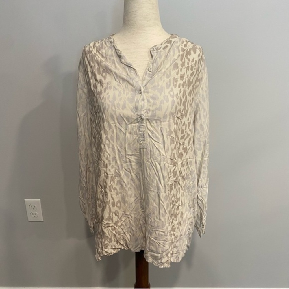 Johnny Was Calmé Leopard Print Silk‎ Top XS